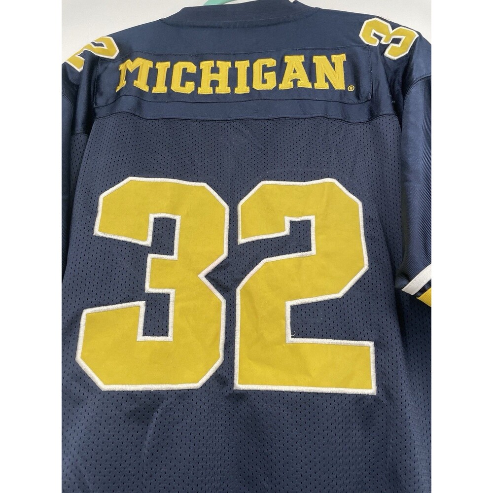 Vintage 90s Y2K Colosseum Univ of Michigan Wolverines Jersey #32 Blue Yellow - Picture 6 of 16